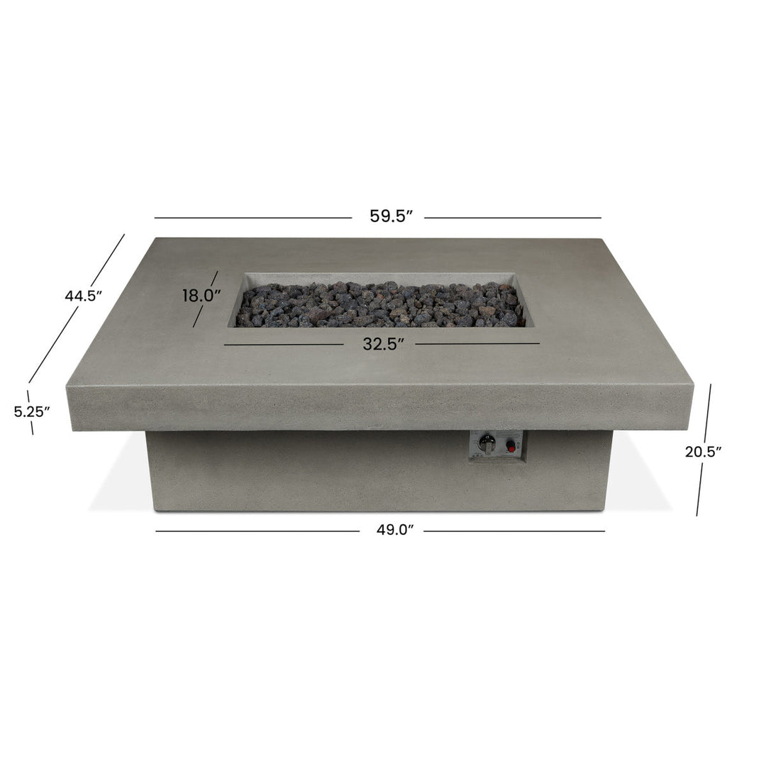 Real Flame Geneva 60" 1586LP outdoor fire pit with hidden propane tank dimensions
