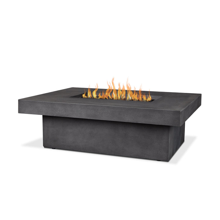 Real Flame Geneva 60" 1586LP outdoor fire pit with hidden propane tank in smoke finish