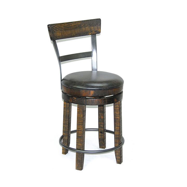 Sunny Designs Homestead 24"H Swivel Barstool - 1624TL2-B24 with back and cushion seat