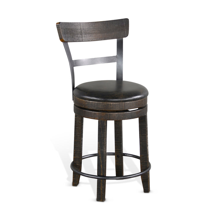 Sunny Designs Homestead Swivel Barstool - 1624TL2-B24 24"H with cushion seat and back