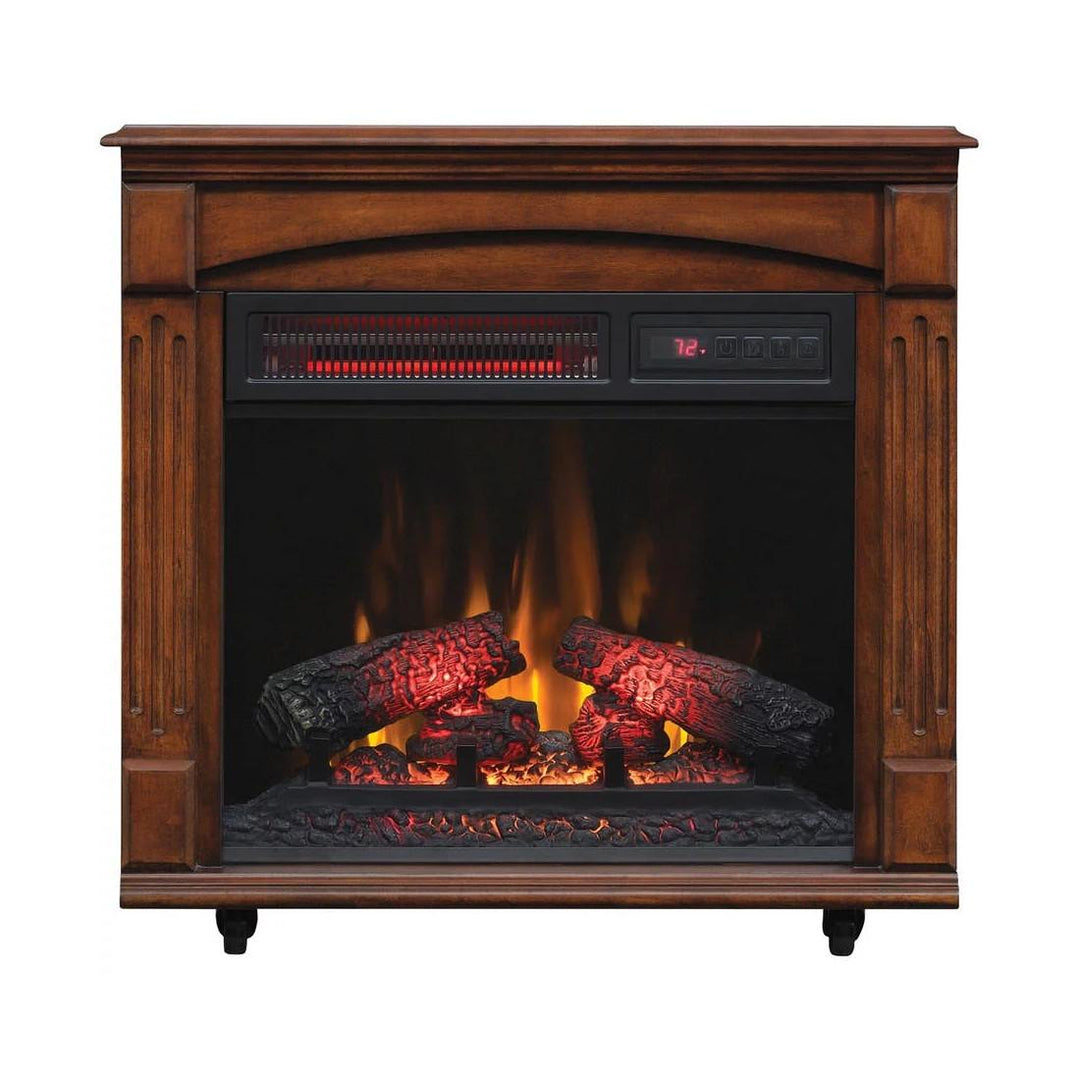 Classic Flame Rolling Mantel with 3D Infrared Quartz Electric Fireplace - 18IRM9984-C247D