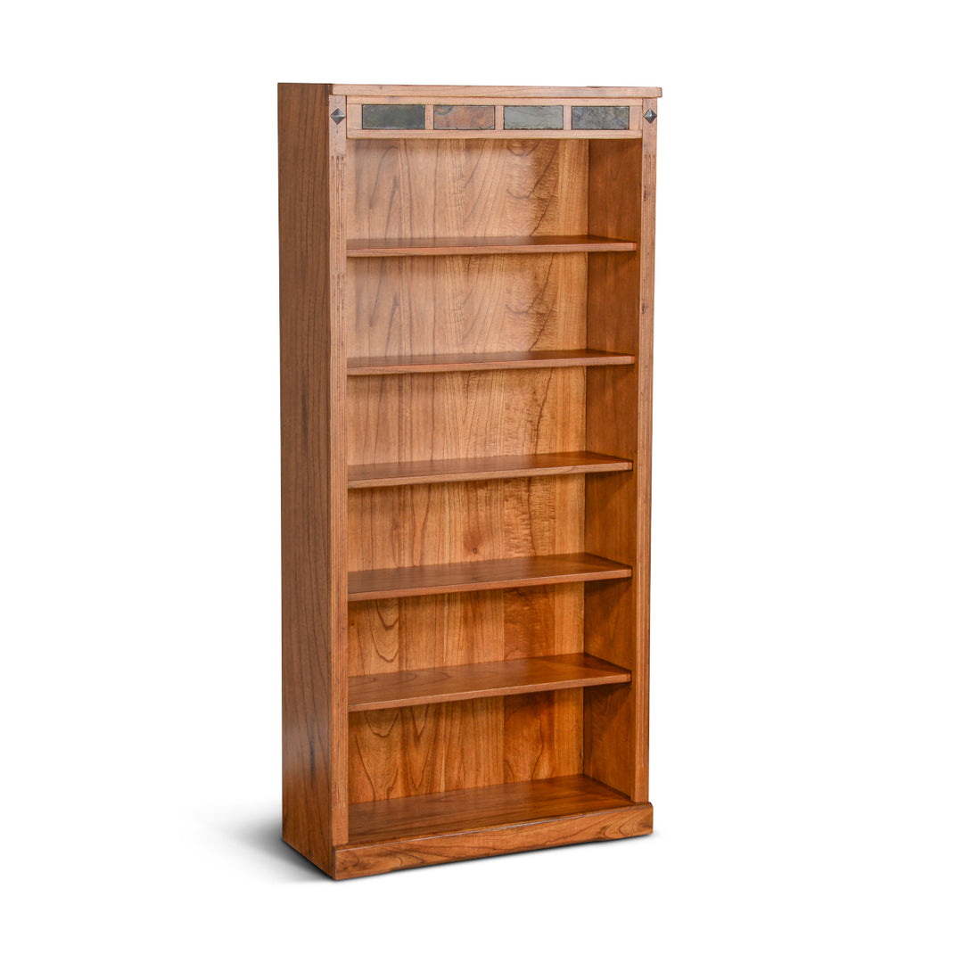 Sunny Designs Sedona 72"H Bookcase 2952RO2-72 with adjustable shelves and natural slate
