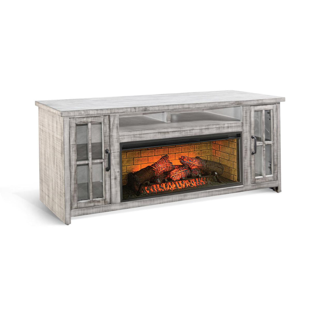 Sunny Designs 3662AG-76 gray media console with electric fireplace insert