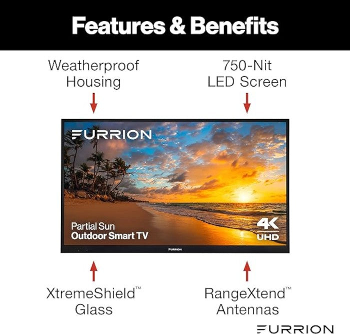 Furrion Aurora 55" Partial Sun LED Outdoor Smart 4K Television FDUP55CSA, features and benefits