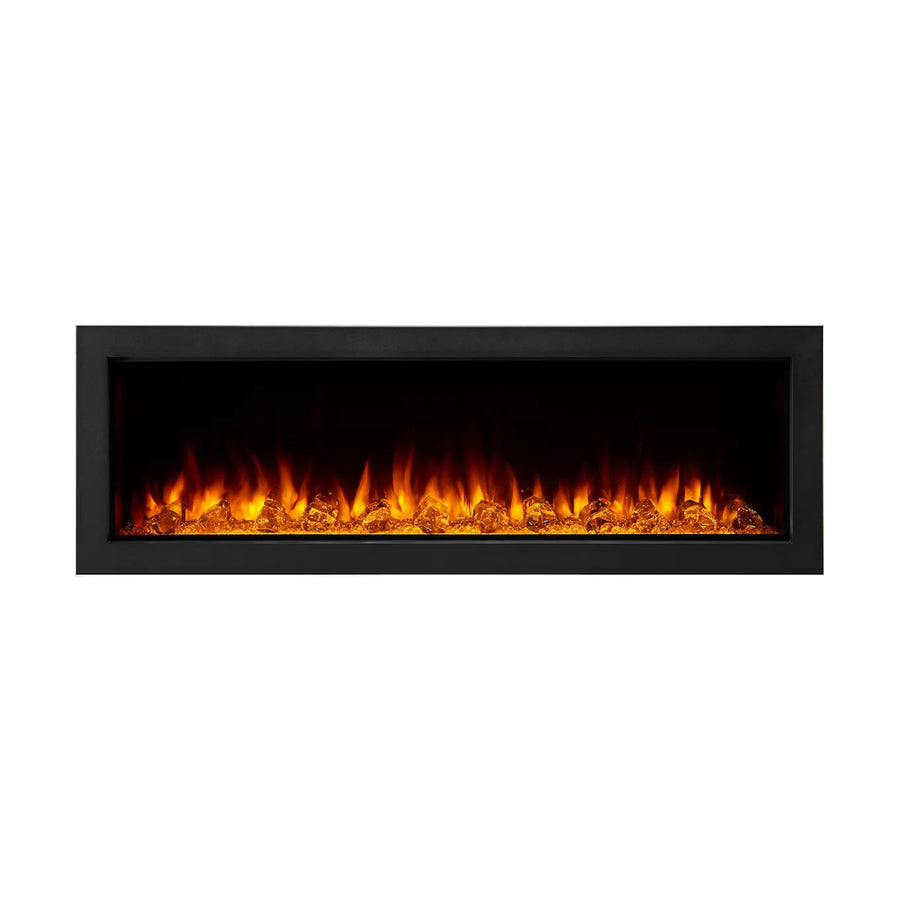SimpliFire 55" Forum outdoor linear electric fireplace  - SF-OD55 with crystal media and orange flames