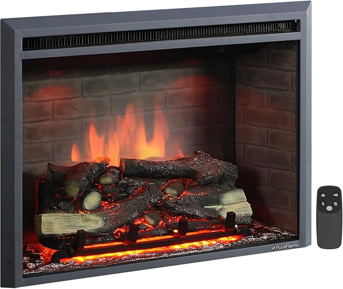 PuraFlame Western Electric Fireplace Insert with Fire Crackling Sound