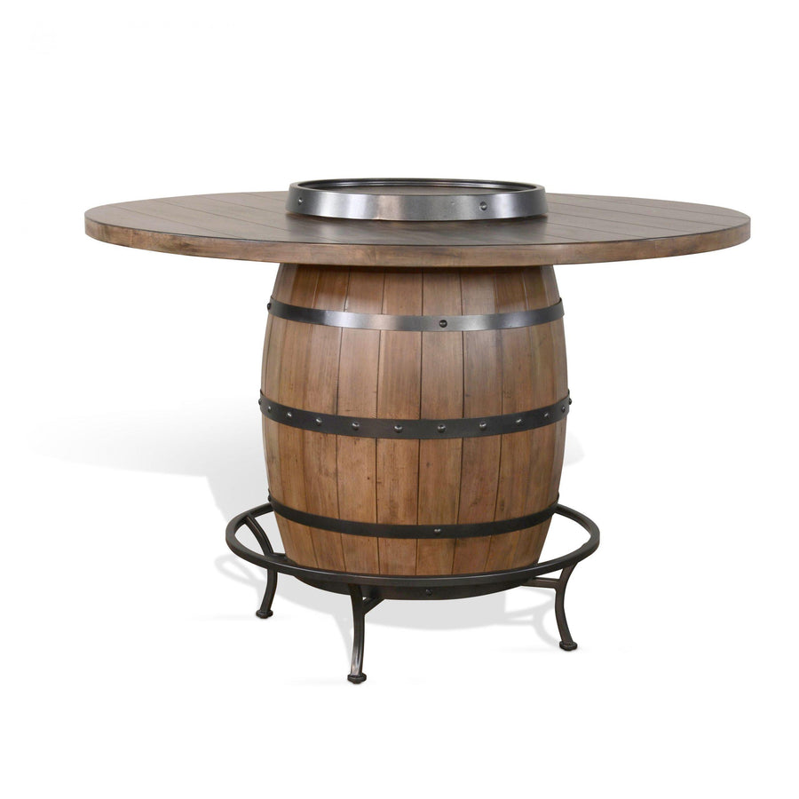 Sunny Designs 1038BU Doe Valley Round Pub Table with wine barrel base