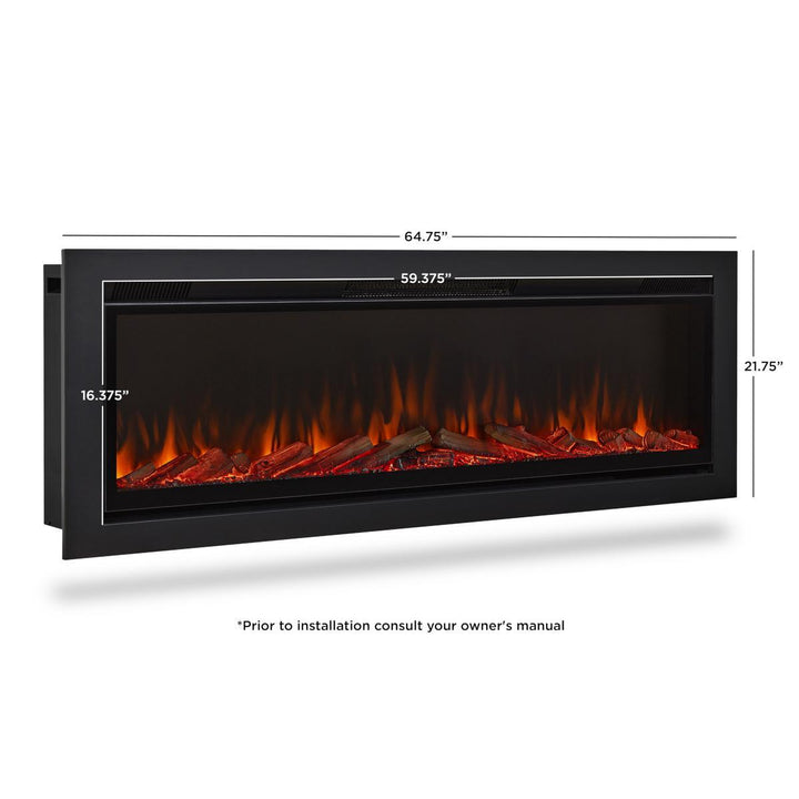 Real Flame 5560 Mount/Recessed 65" Linear Electric Fireplace dimensions