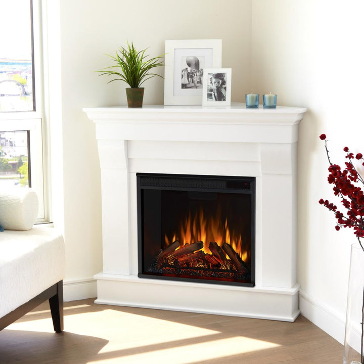 Real Flame Chateau Corner Electric Fireplace Mantel - 5950E-W