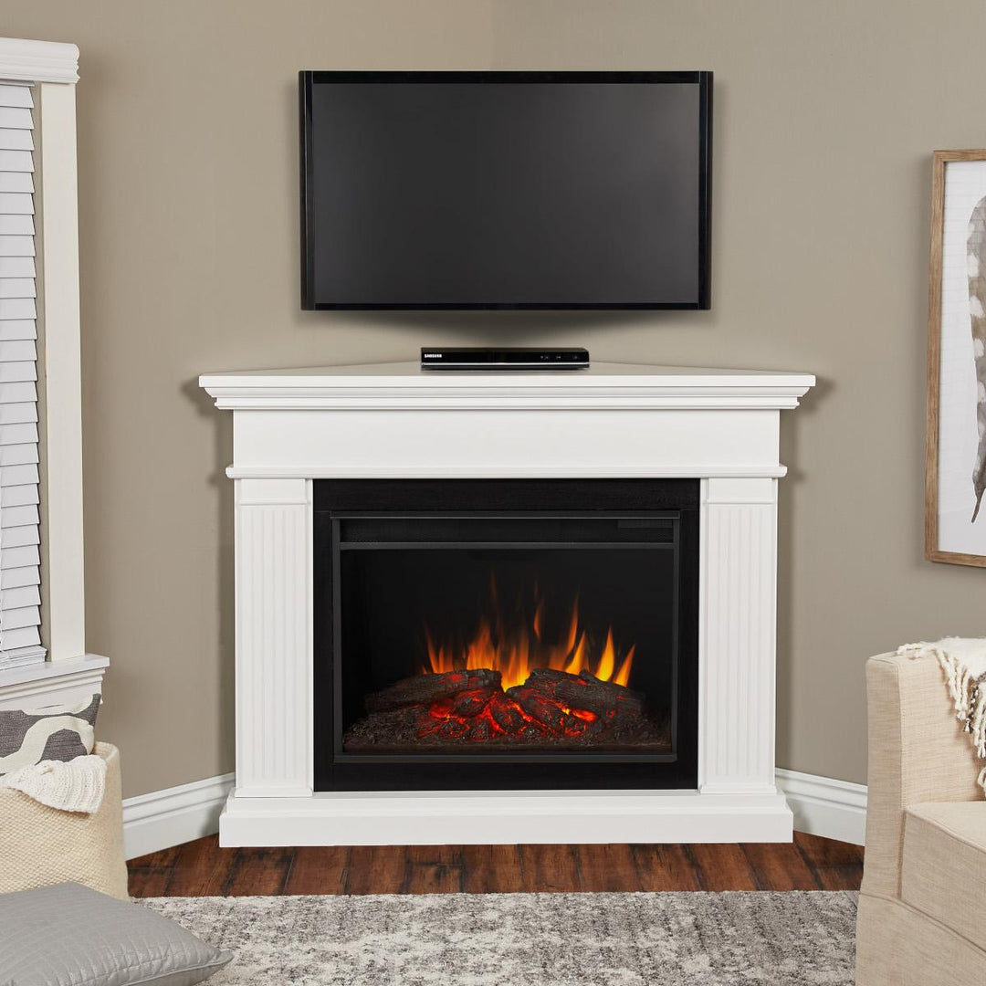 Real Flame Kennedy Grand Corner Electric Fireplace Mantel - 8050E-W