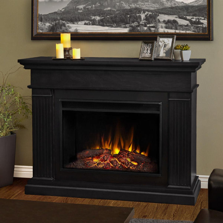 Real Flame Black Centennial Grand Electric Fireplace Mantel - 8770E-BK