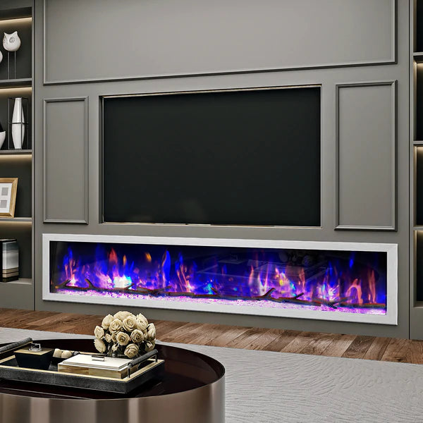 Dynasty 82" BTX82 Cascade smart linear electric fireplace in living room