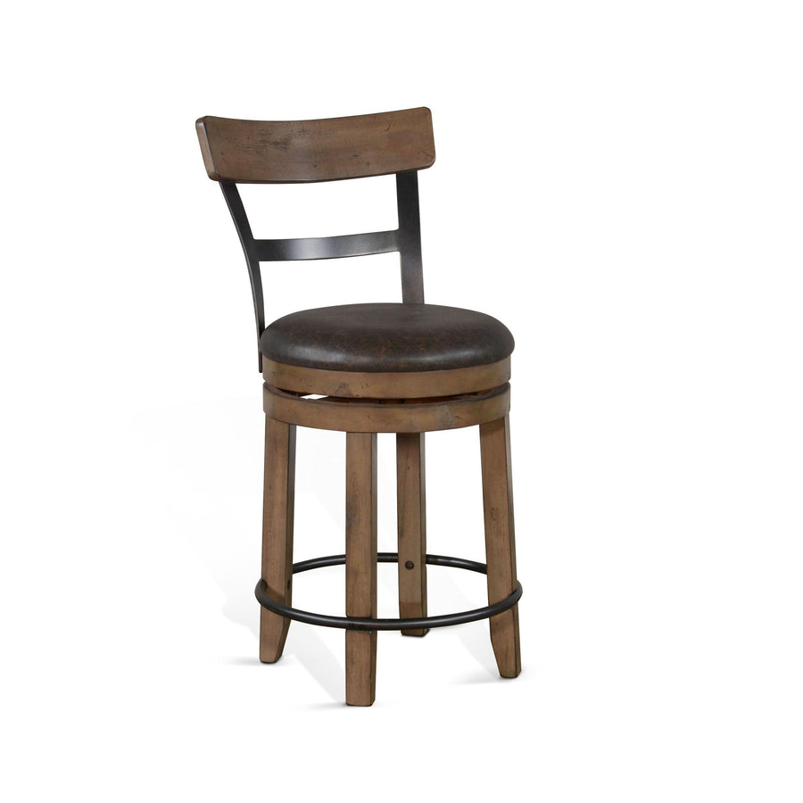 Sunny Designs 1624BU-B24 Doe Valley Swivel Barstool with Back and Cushion seat