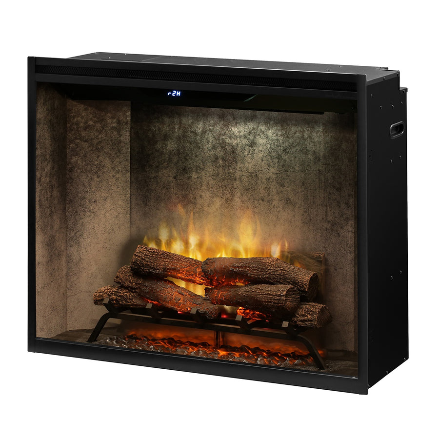 dimplex revillusion 36 inch portrait height built in electric fireplace RBF36PWC with weathered concrete interior