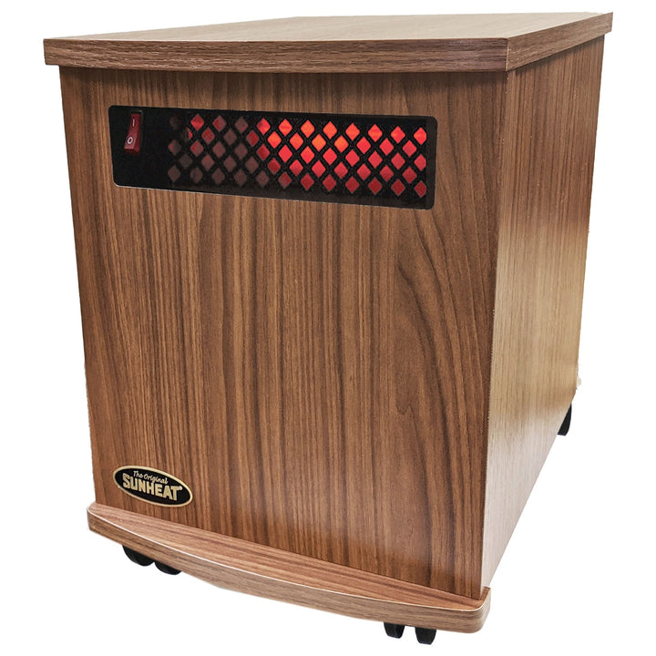 American Made Infrared Cabinet Portable Heater on Rollers by SUNHEAT USA1500-M American Walnut