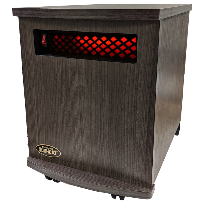 American Made Infrared Cabinet Portable Heater on Rollers by SUNHEAT USA1500-M Charcoal Grey Walnut Finish