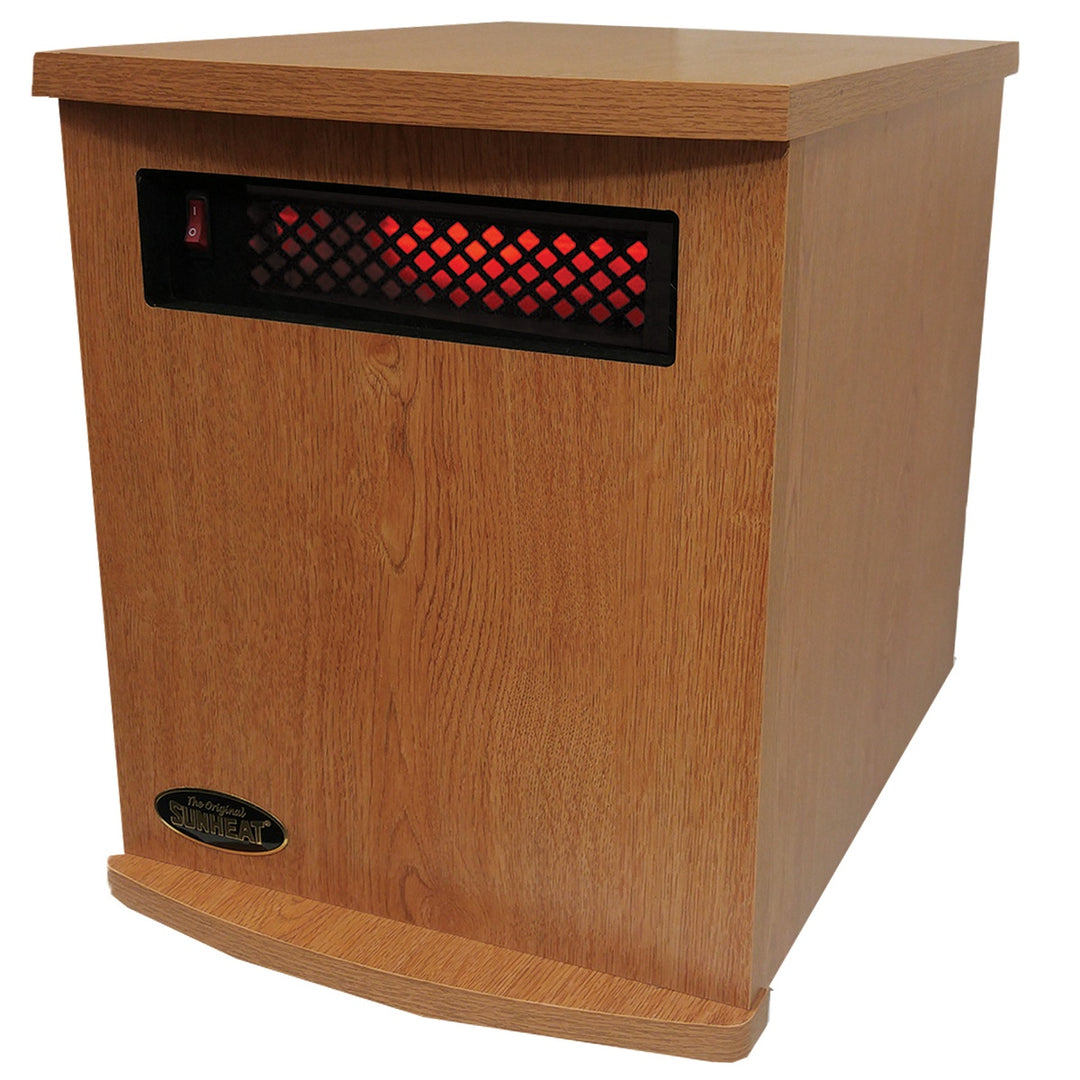 American Made Infrared Cabinet Portable Heater on Rollers by SUNHEAT USA1500-M Oak