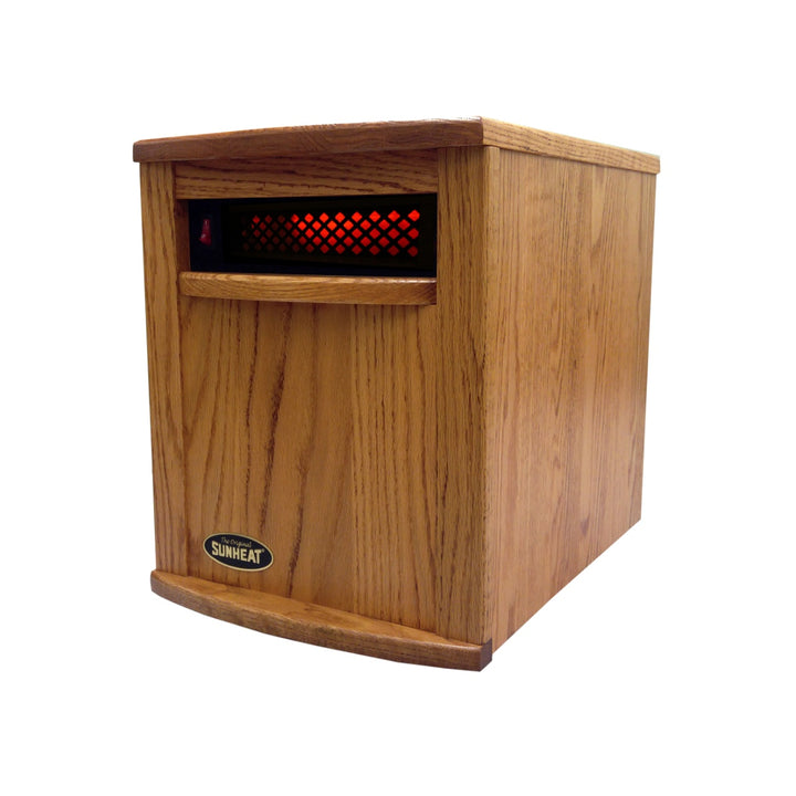 American Made Solid Oak Cabinet Infrared Heater SUNHEAT International Amish Nebraska Oak Stain
