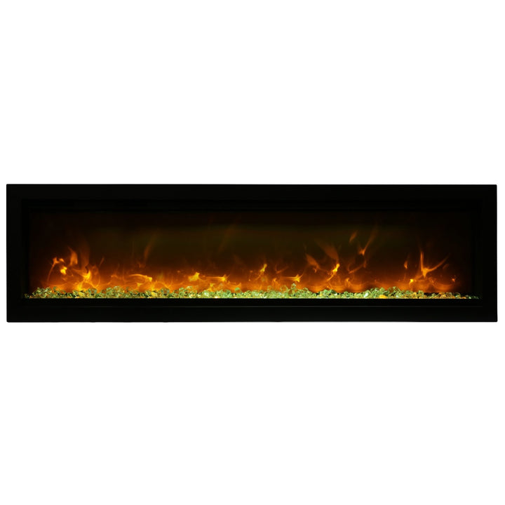 remii wm-60-b contemporary electric fireplace insert with glass ember bed and orange flames on