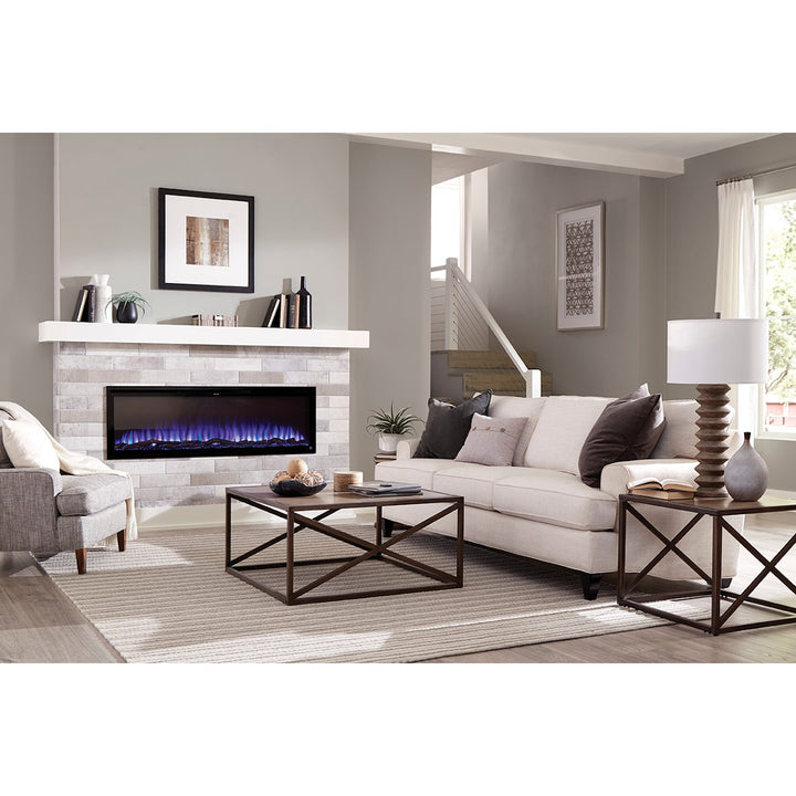 Touchstone Sideline Elite 80044 Linear Electric Fireplace installed in living room