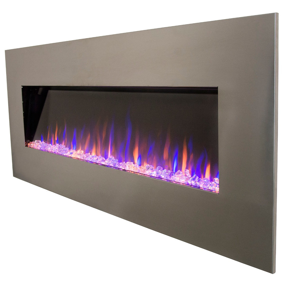 Touchstone AudioFlare 80024 Linear Stainless Steel Electric Fireplace with Purple Flames