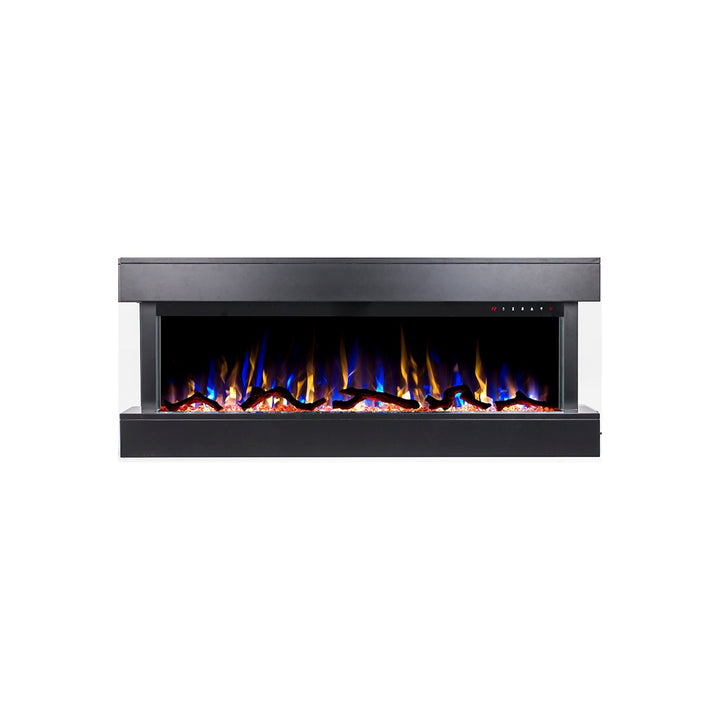 50 inch wall mounted electric fireplace with black mantel