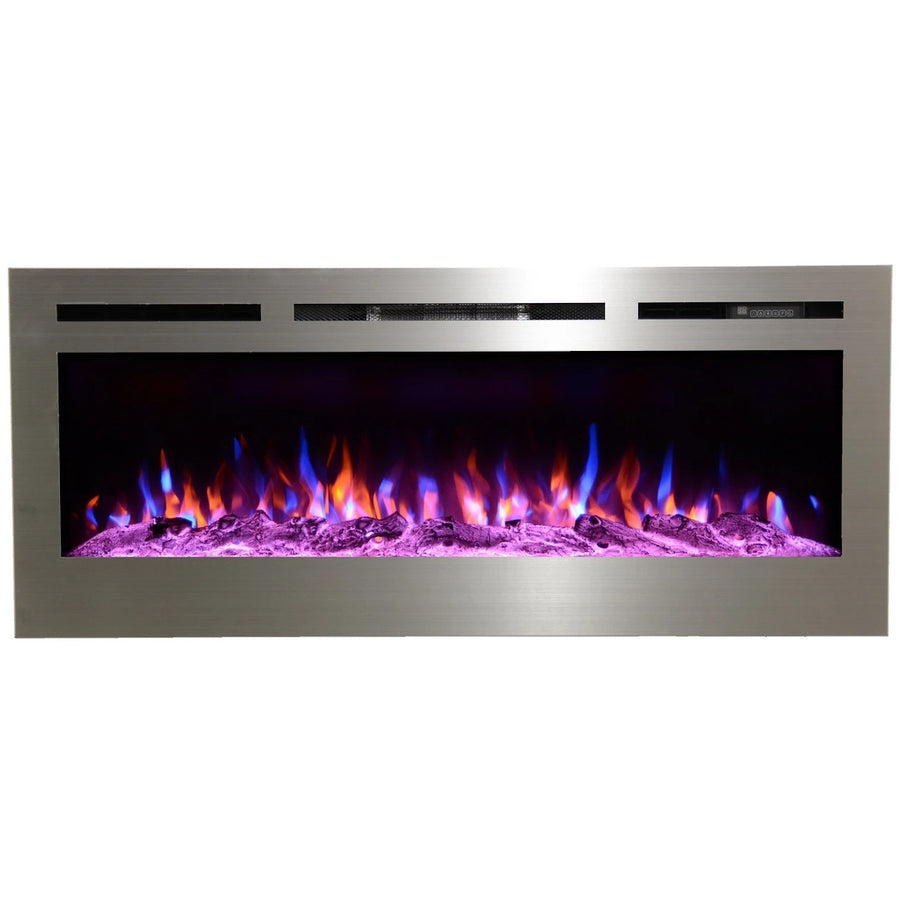 Touchstone Sideline 86273 Linear Electric Fireplace with Stainless Steel Surround and Logs
